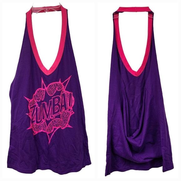 Zumba Fitness Tops - Zumba POW Halter Top Galaxy Purple Tank Size Small Loose Activewear Workout